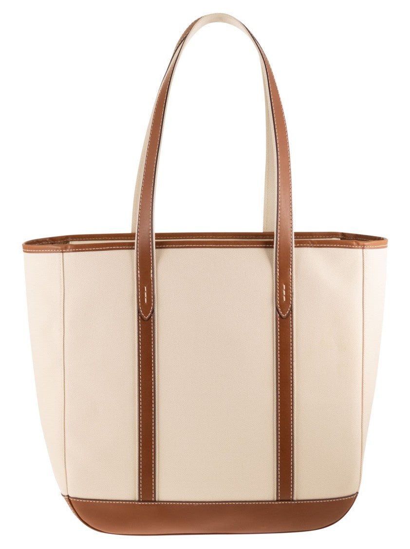 Polo Ralph Lauren Medium Cotton And Leather Tote Bag