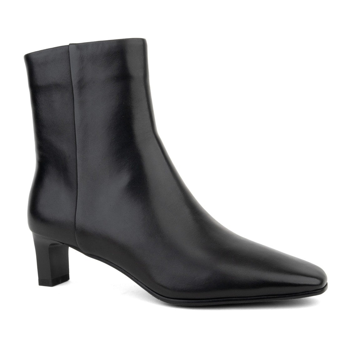 Linda Baumann Black Pointed Toe Minimalist Leather Ankle Boots