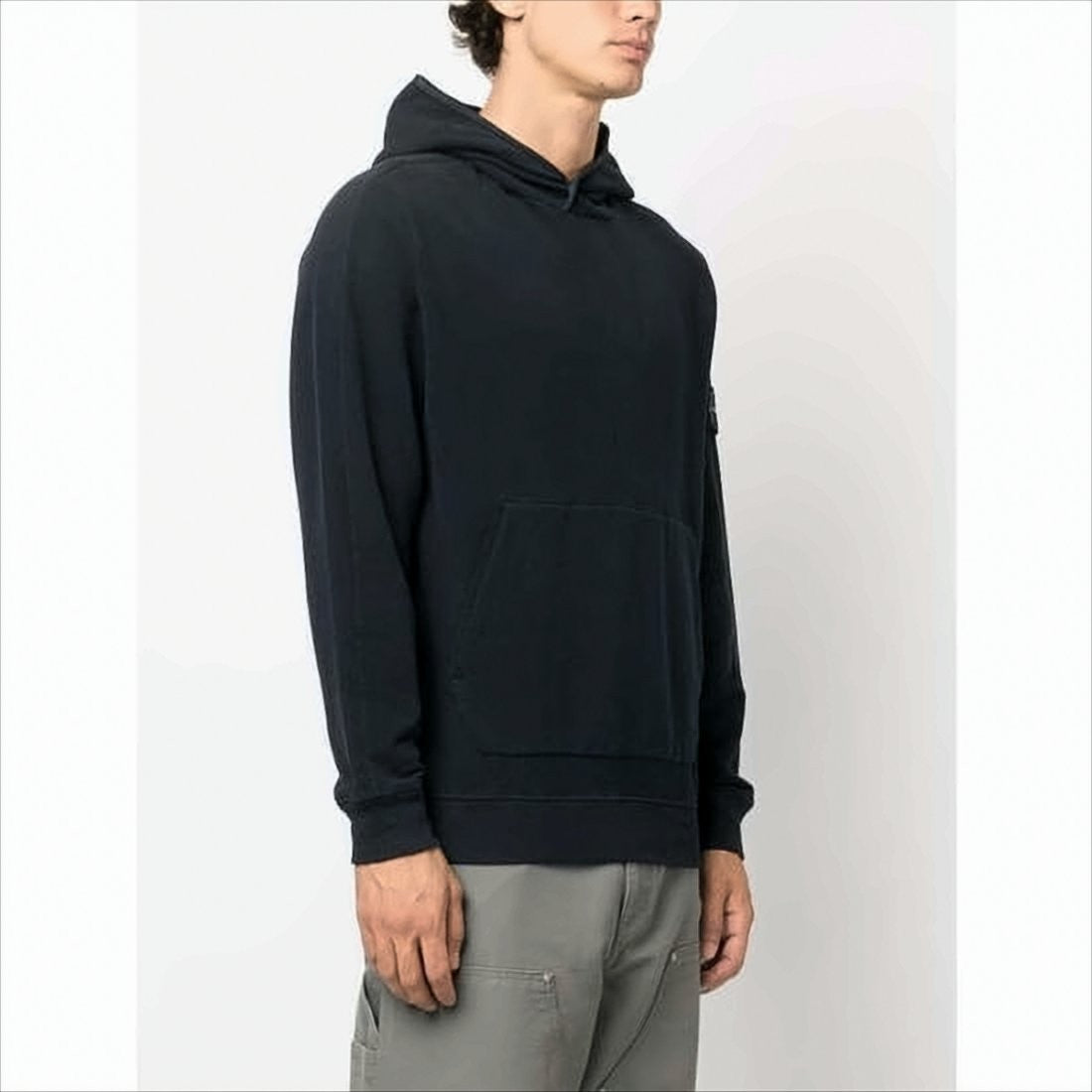 Stone Island Relaxed Fit Blue Hoodie With Logo Patch