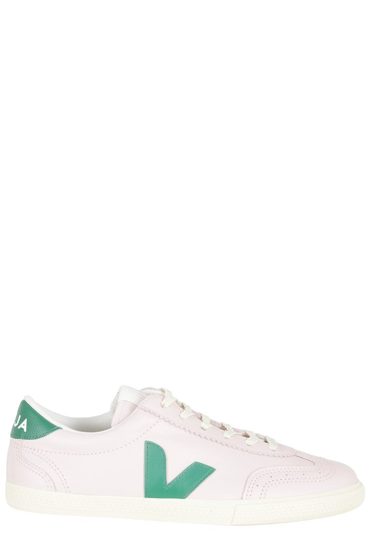 Veja Pink Volley Ot Green-Logo Leather Sneakers