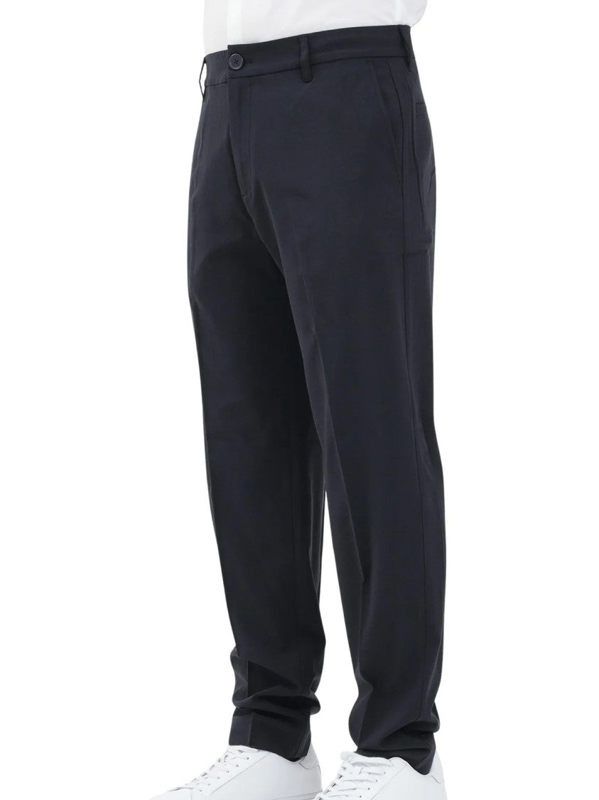 Armani Exchange Navy Blue Tailored Wool-Blend Trousers