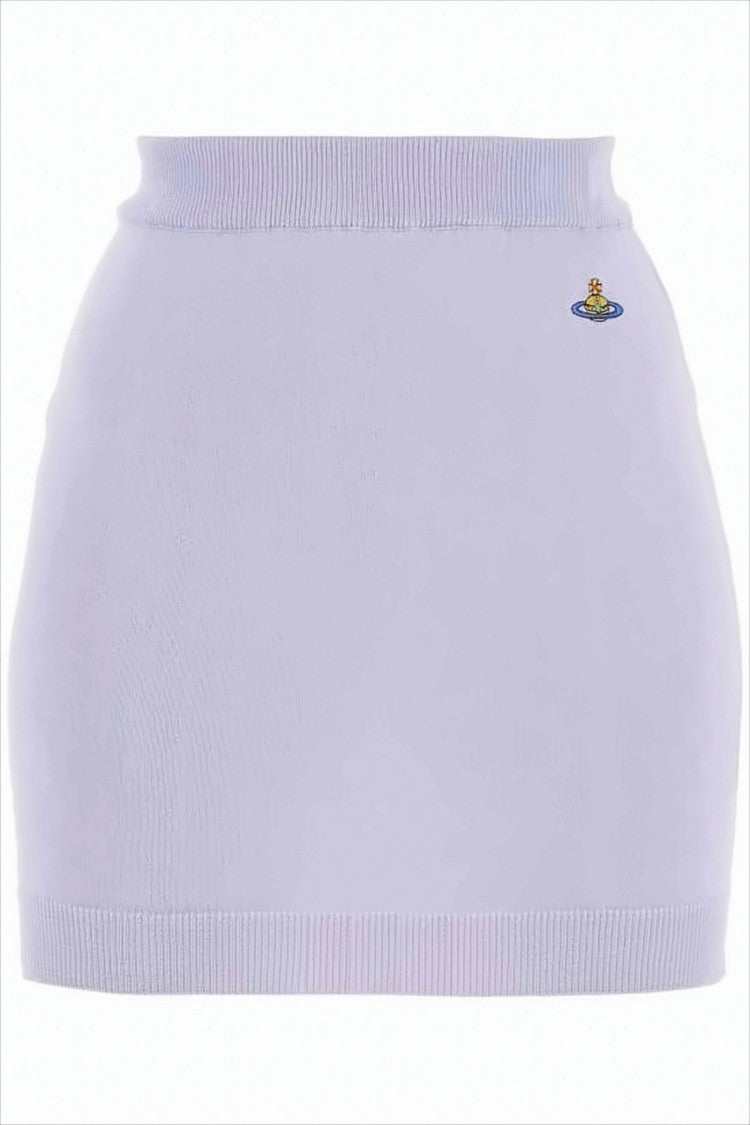 Vivienne Westwood Fitted Purple Knit Mini Skirt With Ribbed Details