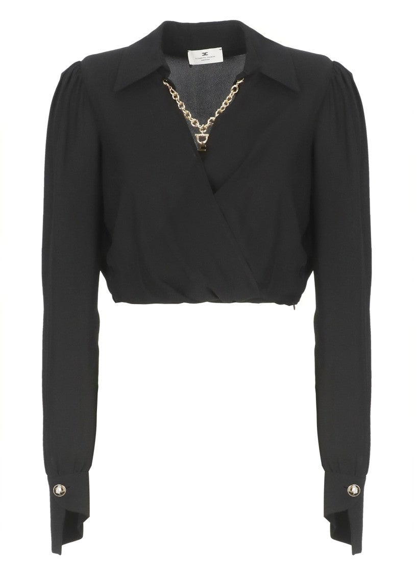 Elisabetta Franchi Chain-Detail Black Viscose Shirt