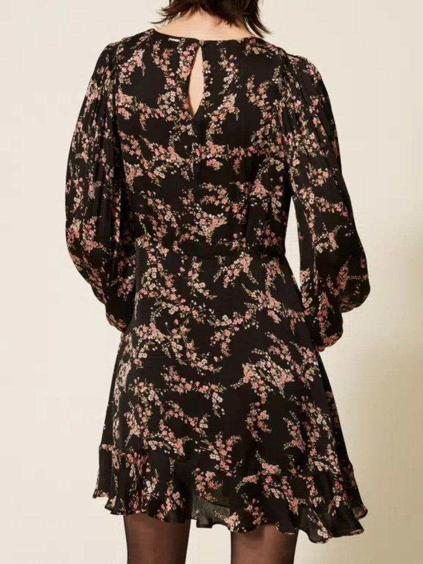 Twin-Set Short Black Floral Day Dress