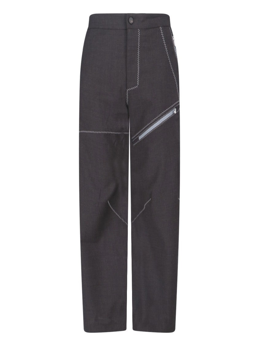 Kiko Kostadinov Grey Fosco High-Waisted Zigzag Trousers