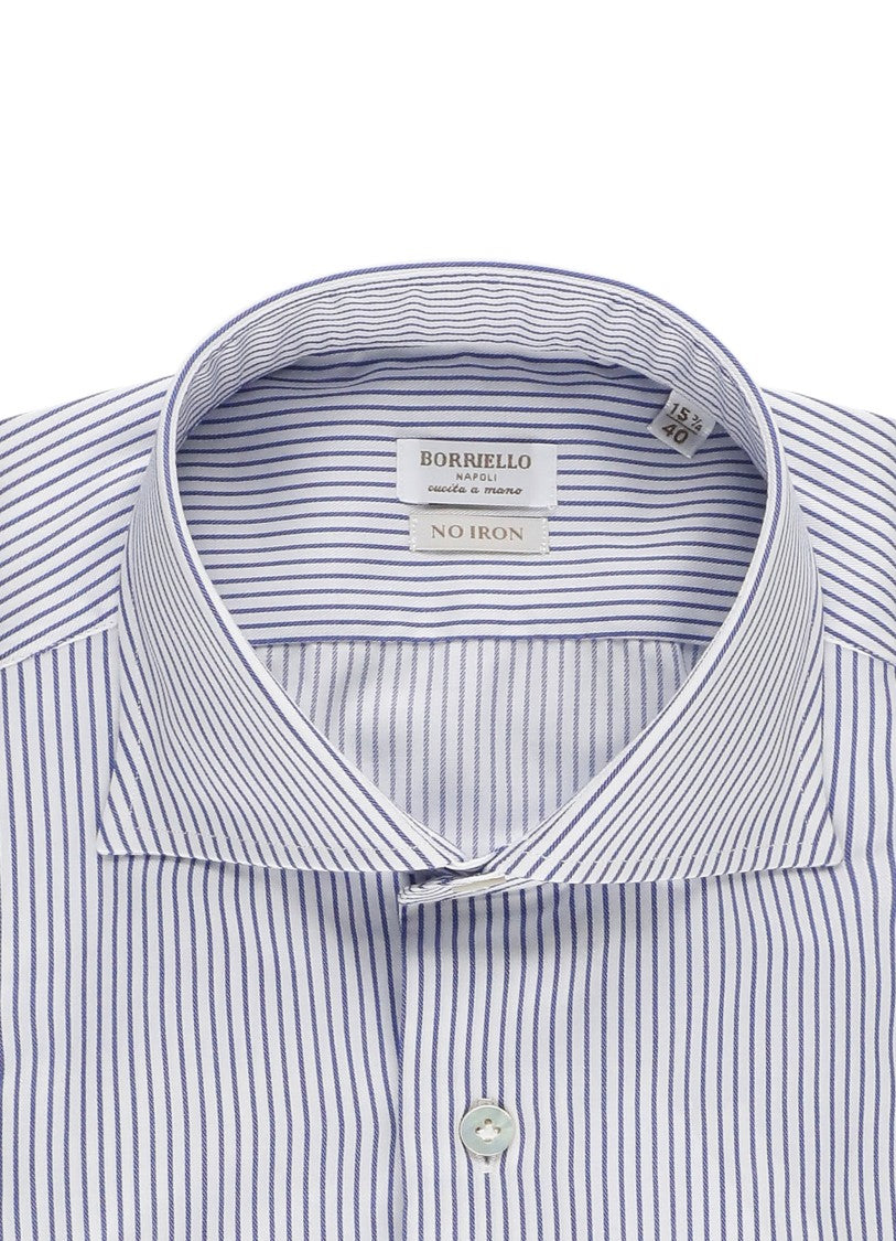 Borriello Blue Striped Cotton Casual Shirt