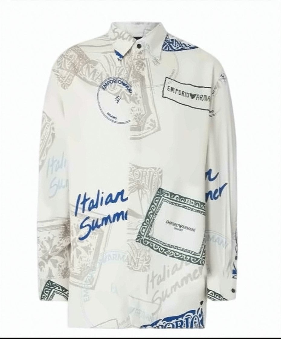 Emporio Armani All Over Print Viscose Classic Shirt