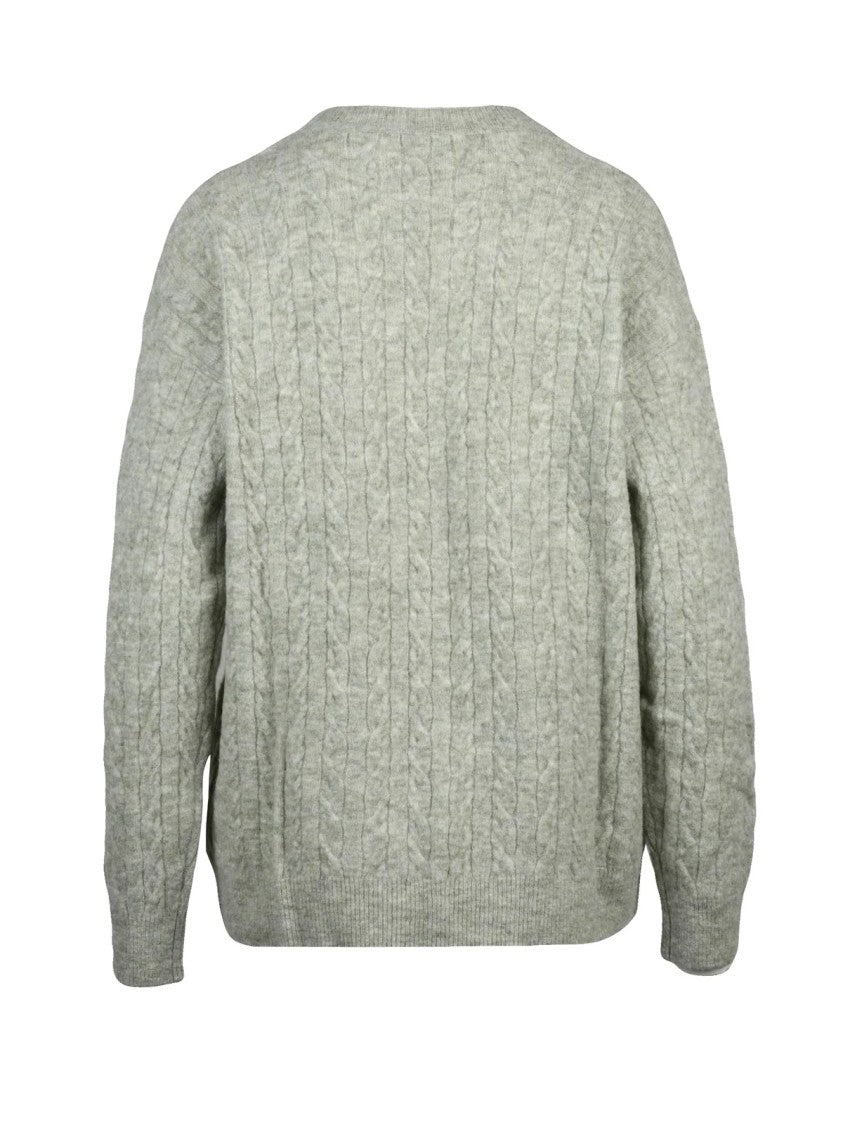 Ballantyne Textured Cable Knit Crew Neck Pullover In Fresh Pistachio Green
