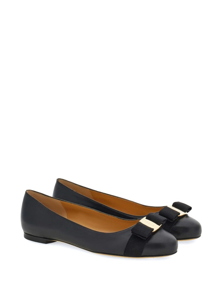 Salvatore Ferragamo Black Varina Soft Leather Ballet Flats