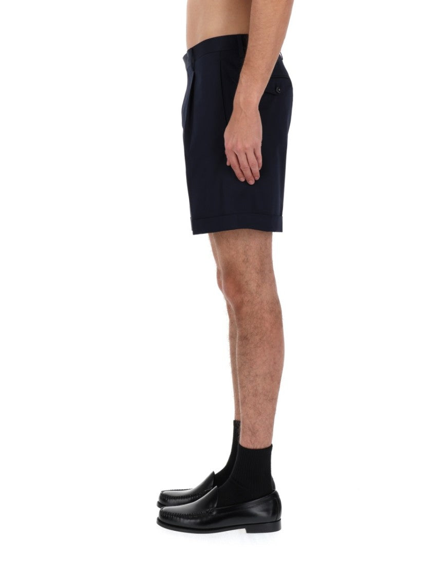 Lardini Neutrals Tailored Front Pleats Cotton Shorts
