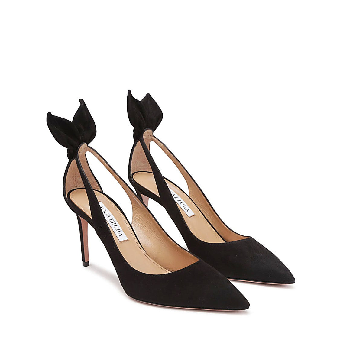 Aquazzura Black Suede Bow Tie Pumps