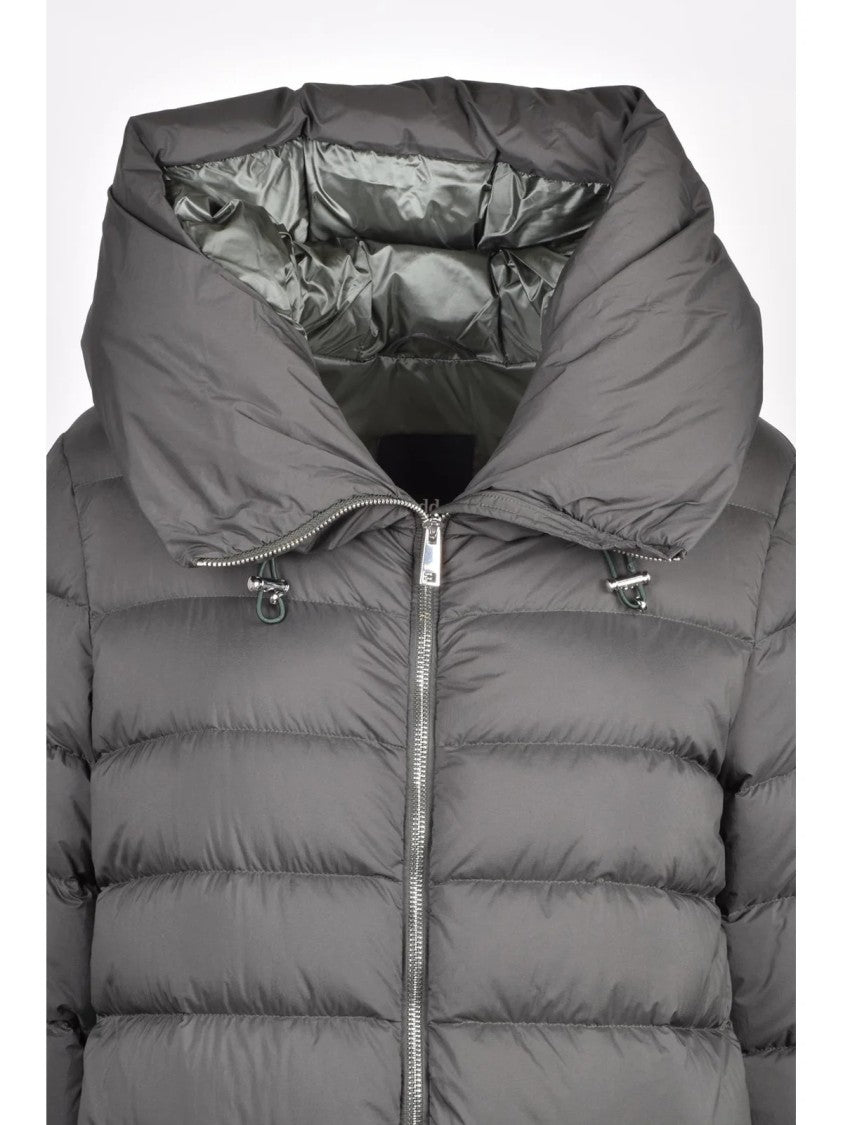 Add Quilted Down Jacket With High Collar And Adjustable Toggles