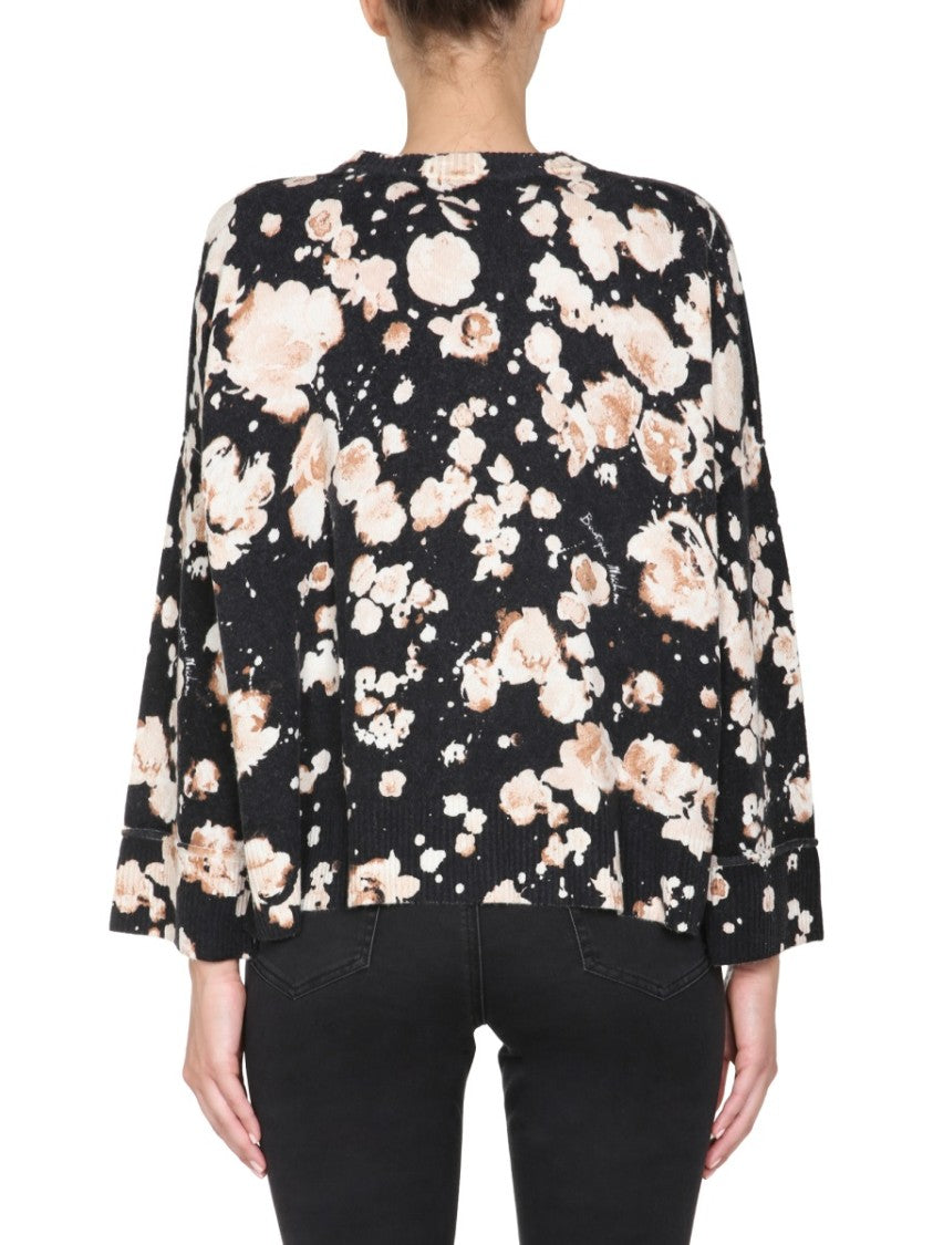 Boutique Moschino Relaxed Fit Floral Patterned Wool Mix Sweater
