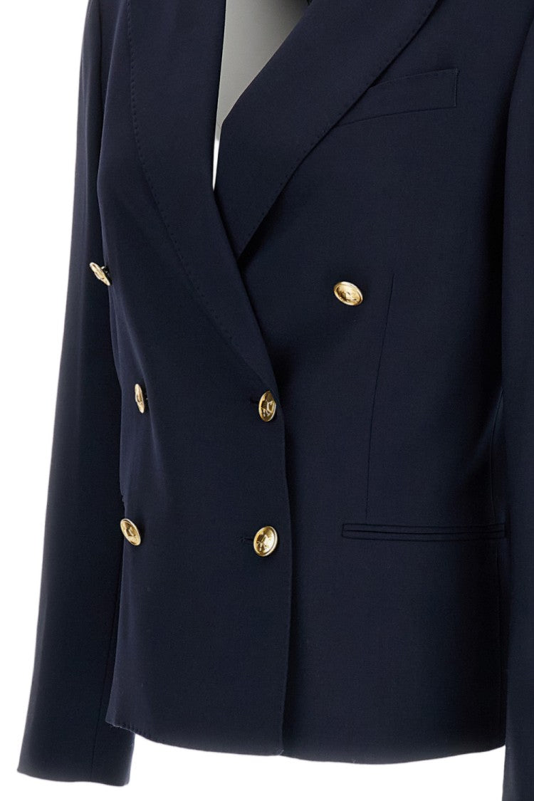 Polo Ralph Lauren Navy Blue Wool-Blend Cropped Blazer