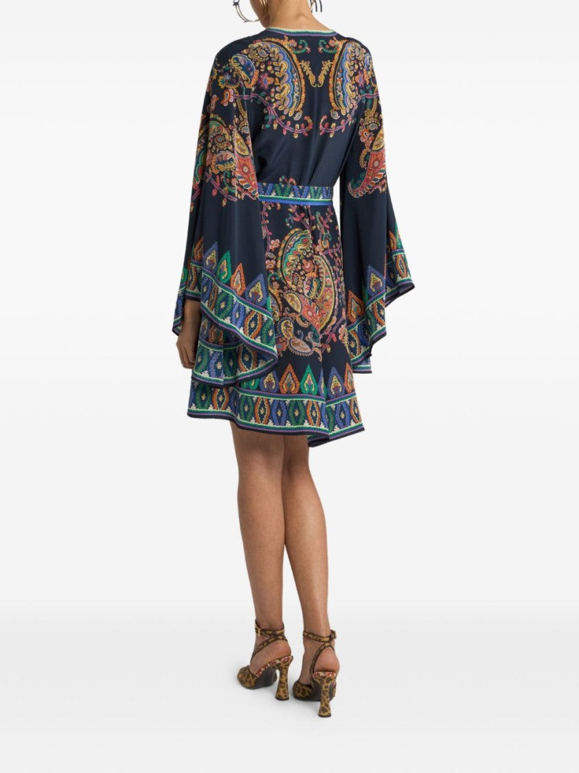 Etro Silk Mini Dress With Paisley Print