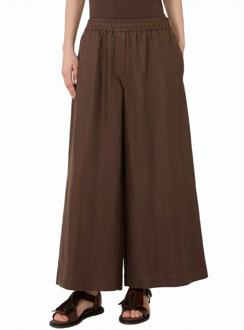 Weekend Pure Linen Elastic Waist Wide Trousers