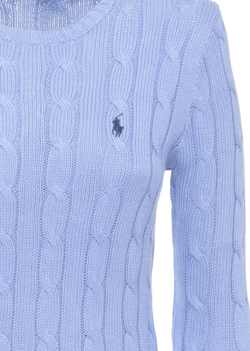 Polo Ralph Lauren Light Blue Pony Braided Sweater