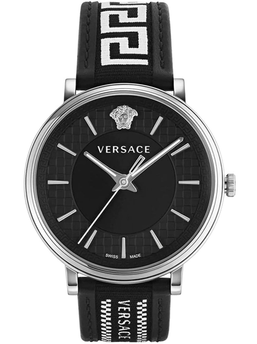 Versace Greca Logo 38Mm Women's Analog Watch With Blue Leather Strap