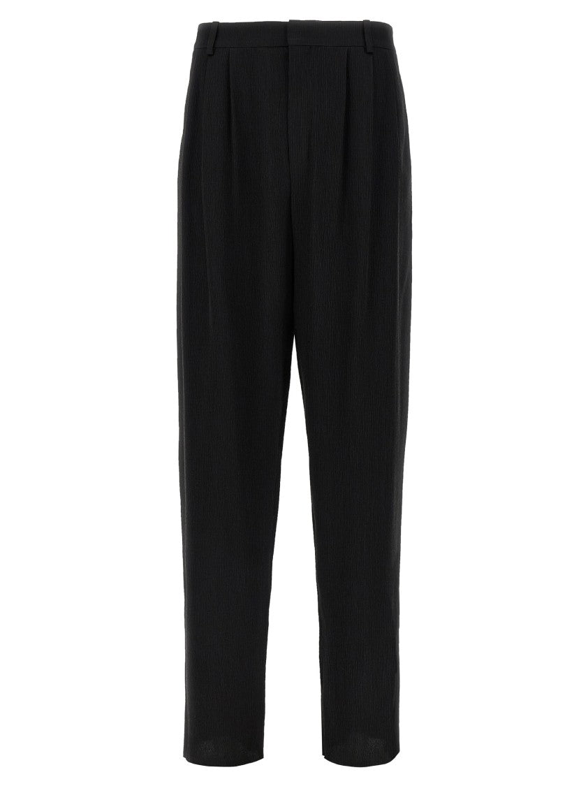 Saint Laurent Low-Waisted Wide Leg Silk Crépon Satin Pants