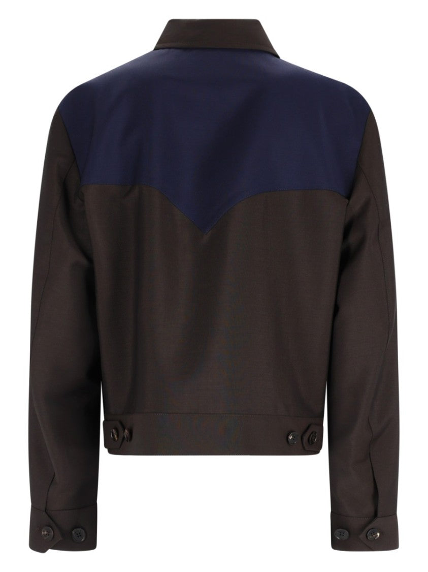Versace Contrasting Yoke Wool Mohair Zip Jacket