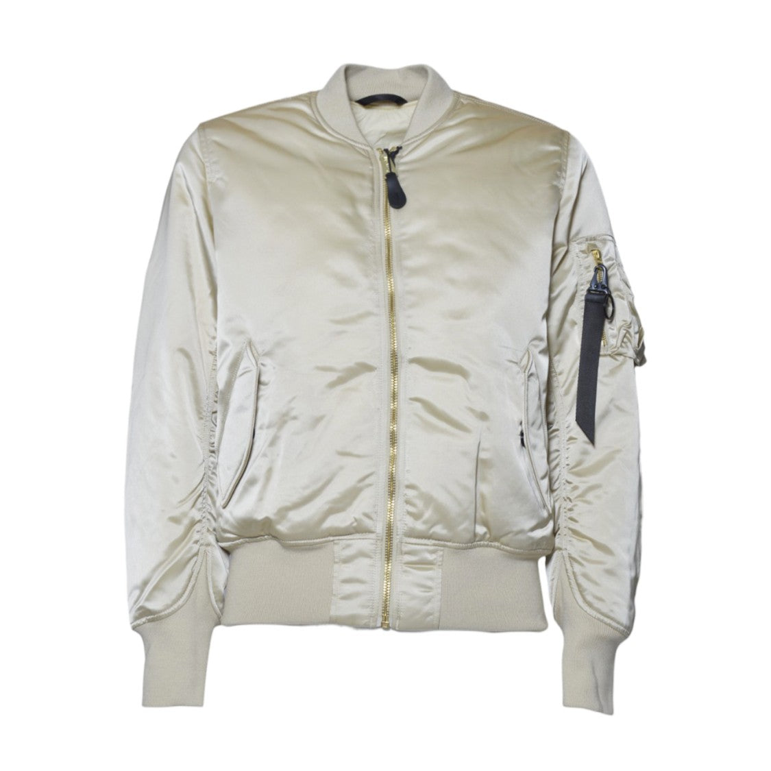 Alpha Industries Beige Bomber Jacket With Ribbed Cuffs And Zippered Pocket