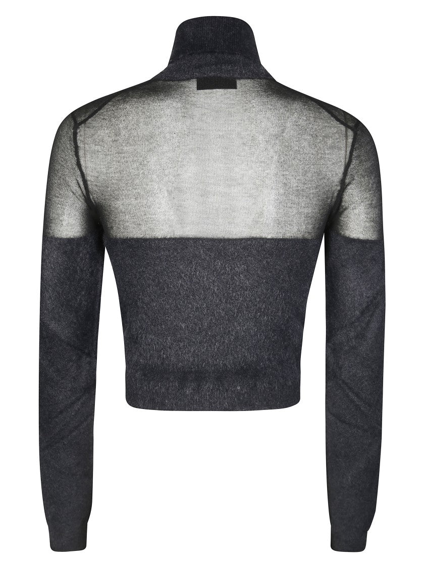 Elisabetta Franchi Fitted Ribbed Knit Top With High Turtleneck