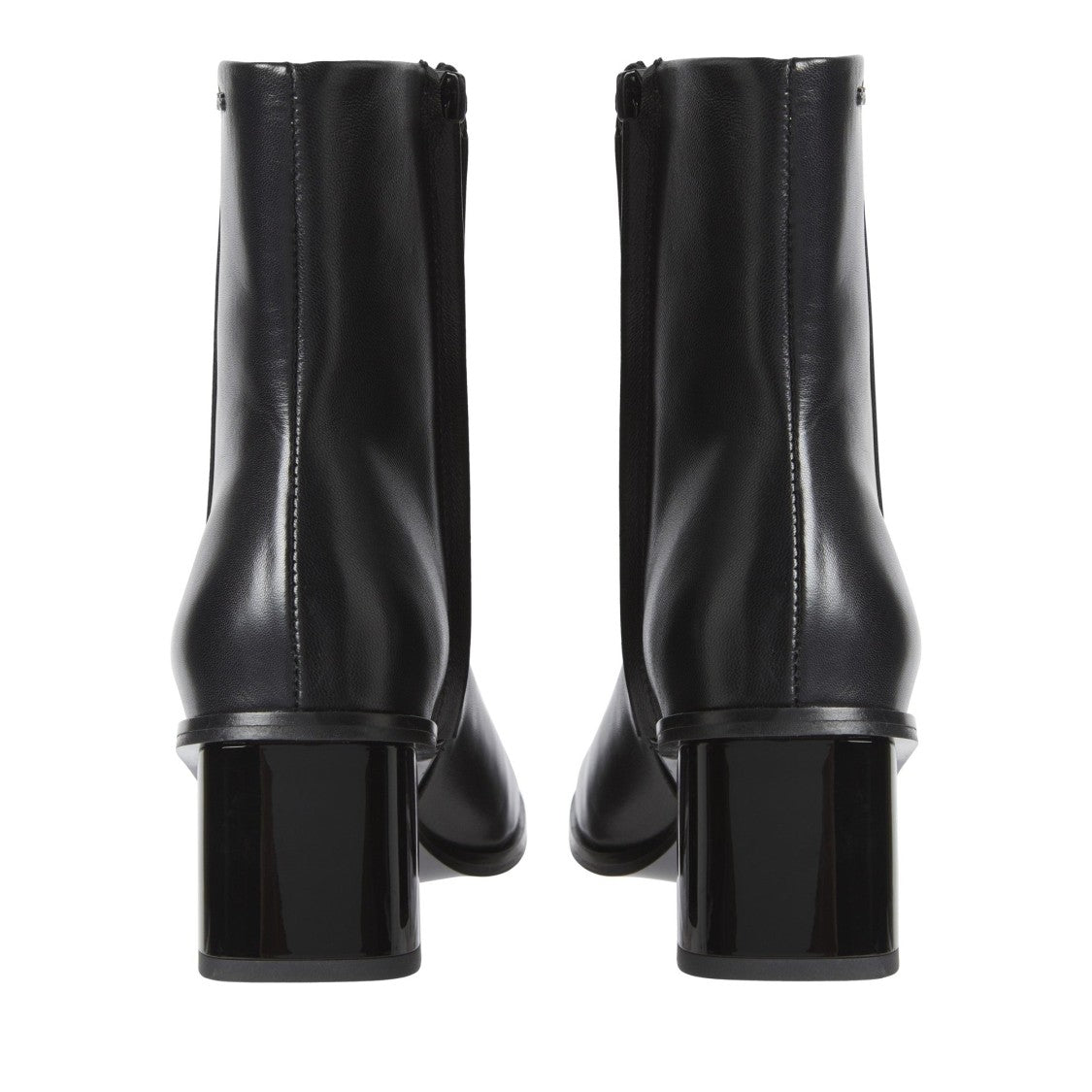 Calvin Klein Black Sleek Polished Block Heel Leather Boots