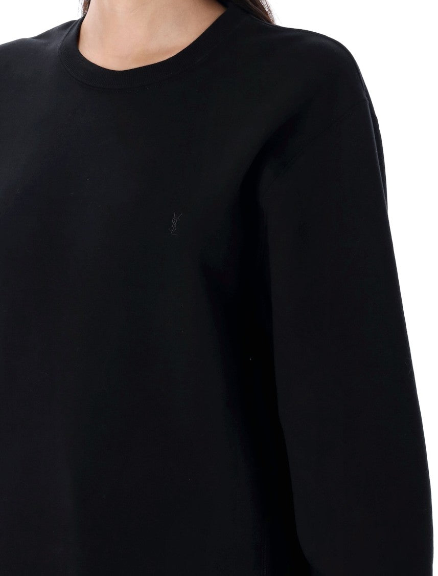 Saint Laurent Cassandra Embroidered Logo Fleece Sweatshirt