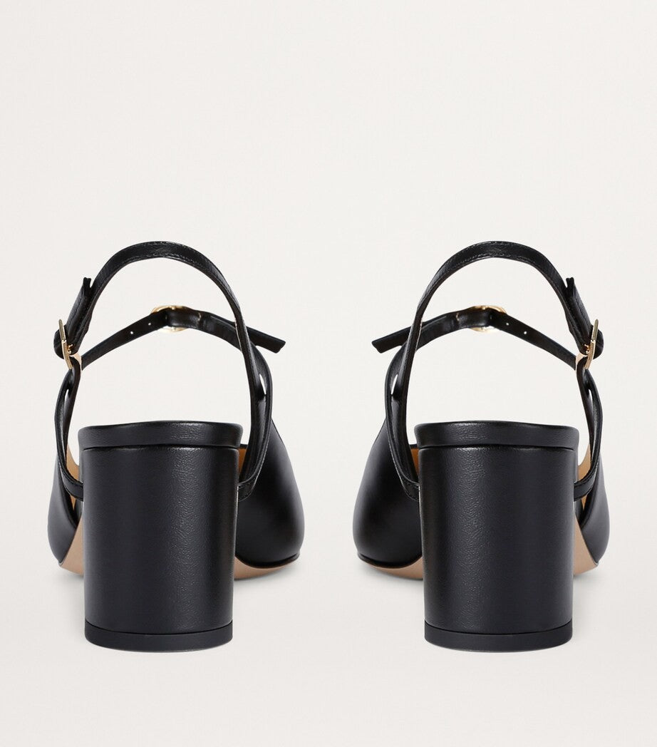 Jennnifer Chamandi Almond Toe Block Heel Slingbacks With Versatile Strap