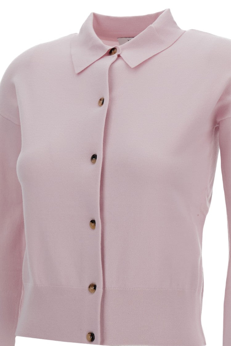 Max Mara Wool Blend Cardigan With Classic Point Collar