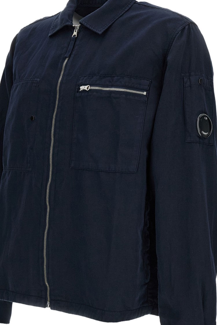 C.P. Company Blue Organic Gabardine Zip Overshirt