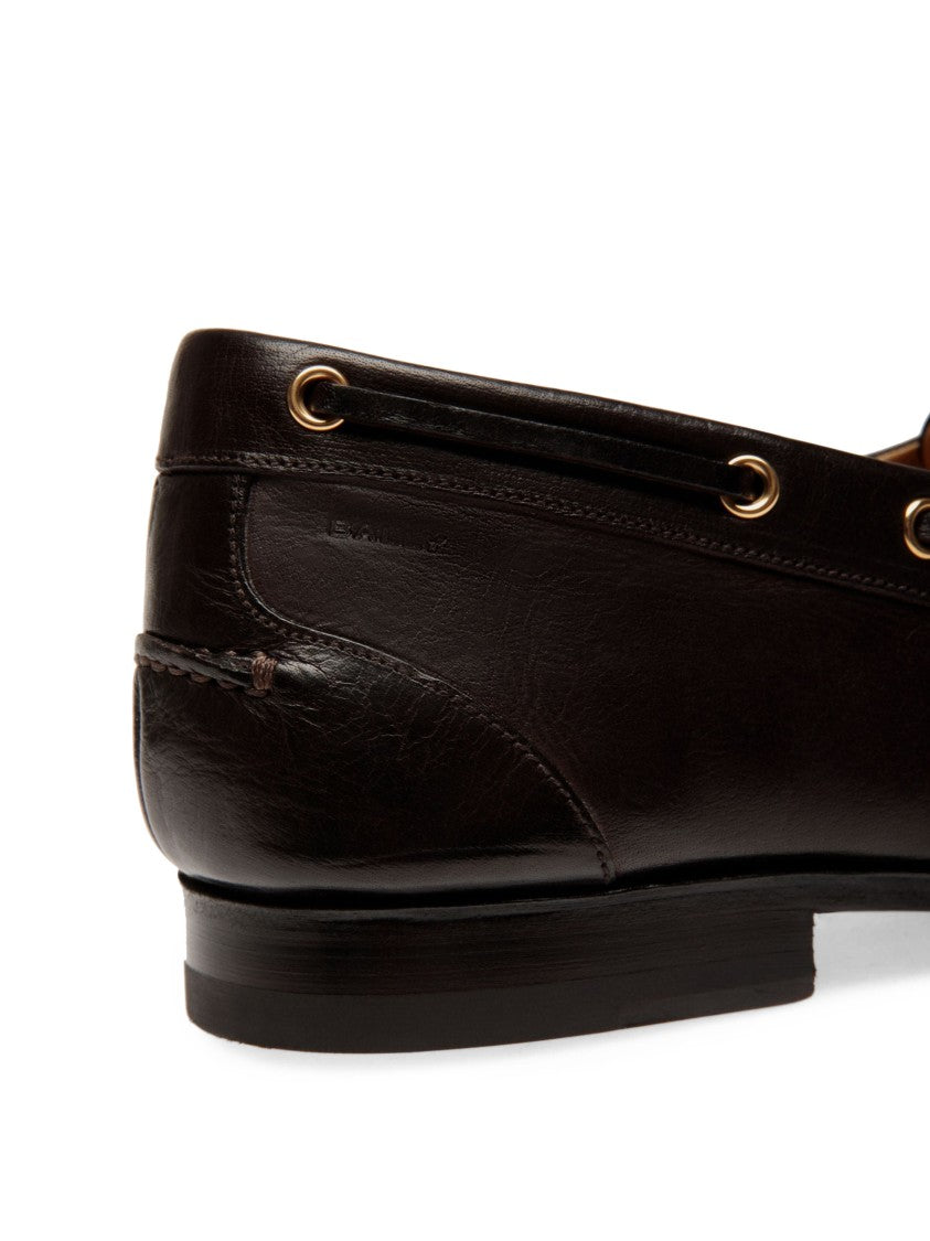 Bally Buffalo Leather Moccasin-Style Flat Shoes With Subtle Stitching