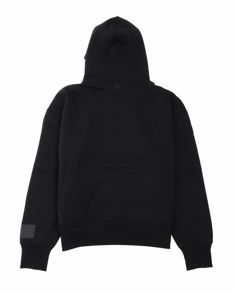 Ami Relaxed-Fit Black Hoodie With Satin Label