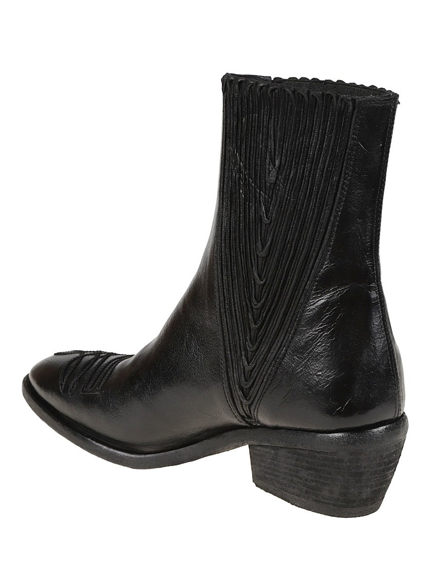 Fauzian Jeunesse Ignis Pointed Toe Low Stacked Heel Ankle Boots