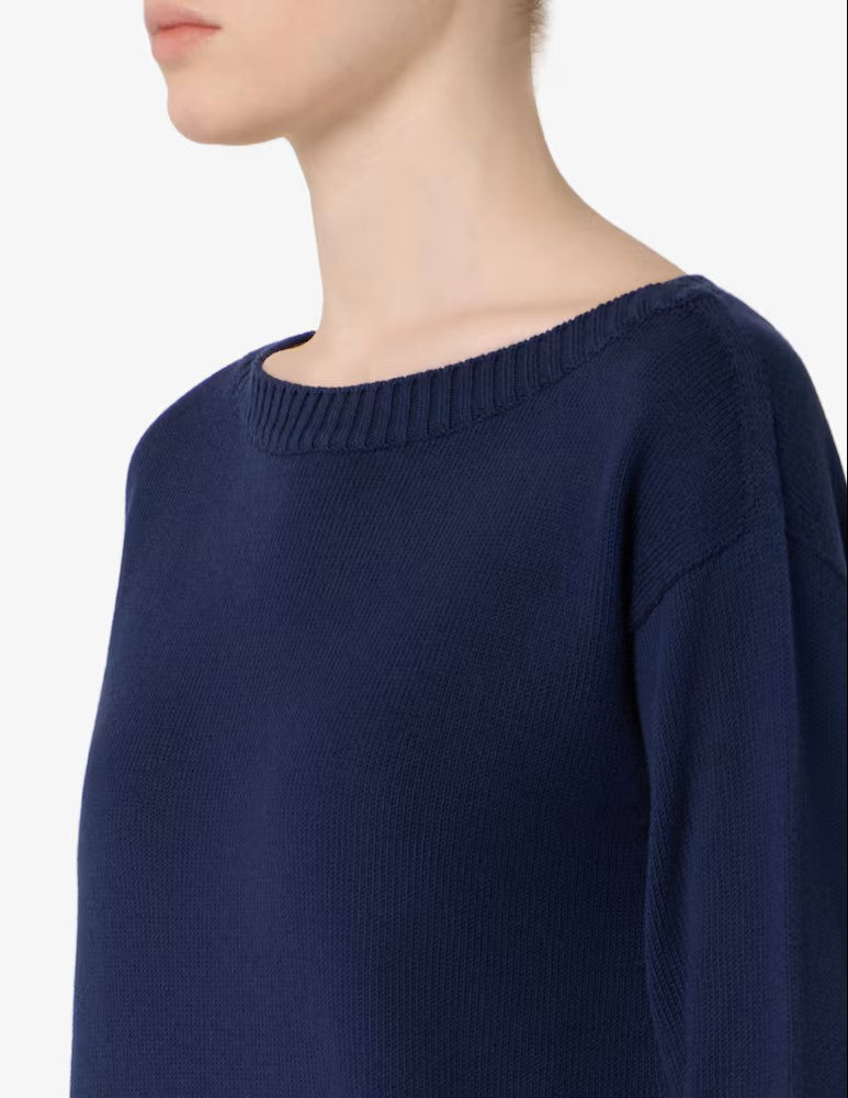 Max Mara Navy Blue Regular Fit Knit Top
