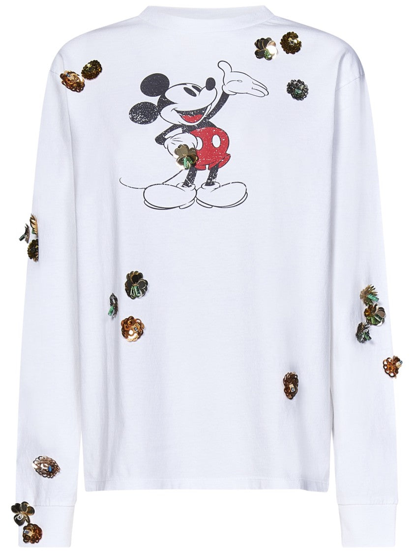 Coperni Mickey Mouse Sequined Long-Sleeve Cotton T-Shirt