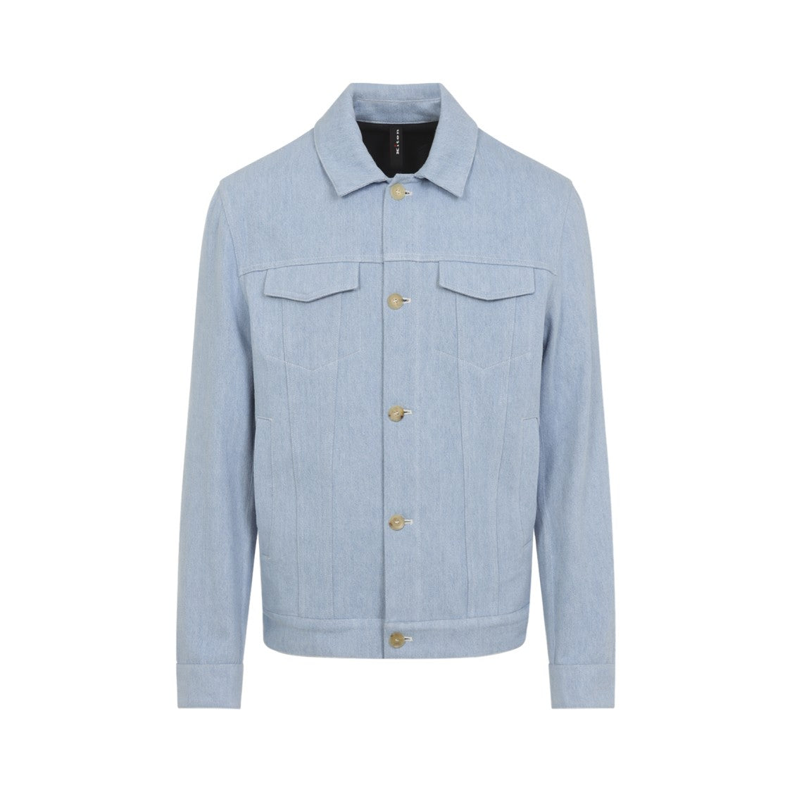 Kiton Light Blue Tailored Jacket With Classic Collar And Flap Pockets