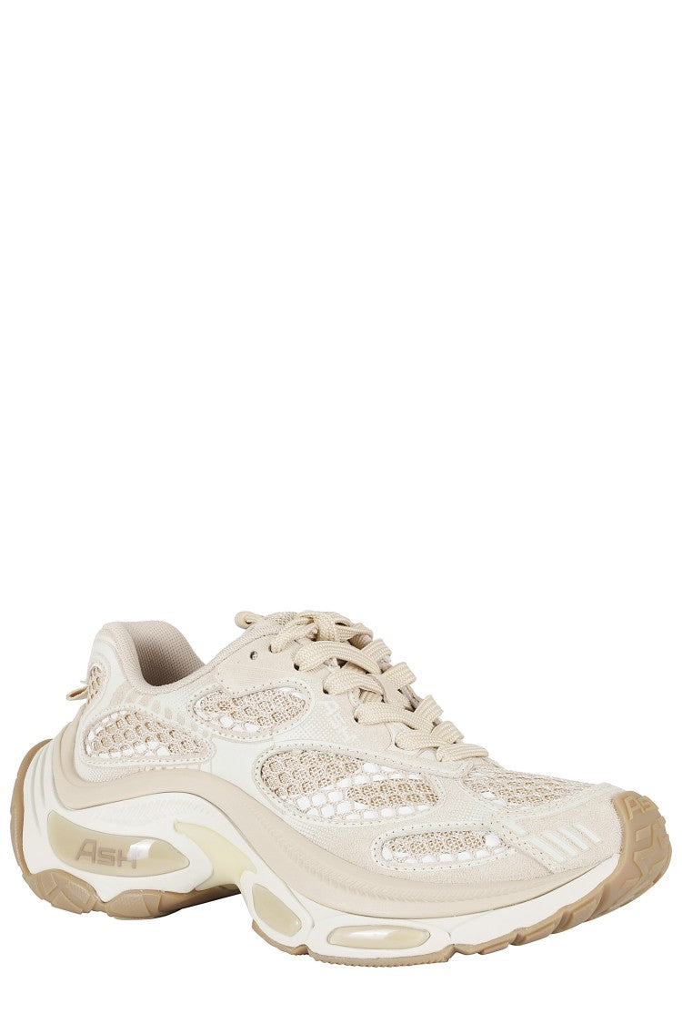 Ash Beige Dragon Suede Mesh Leather Sneakers