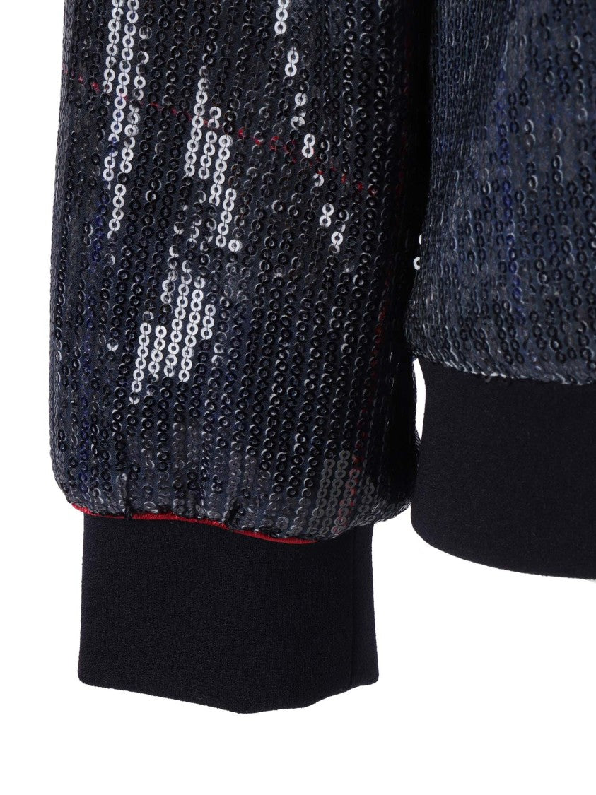 Shirt A Porter Sequin-Embellished Cardigan Jacket With Plaid Patterns