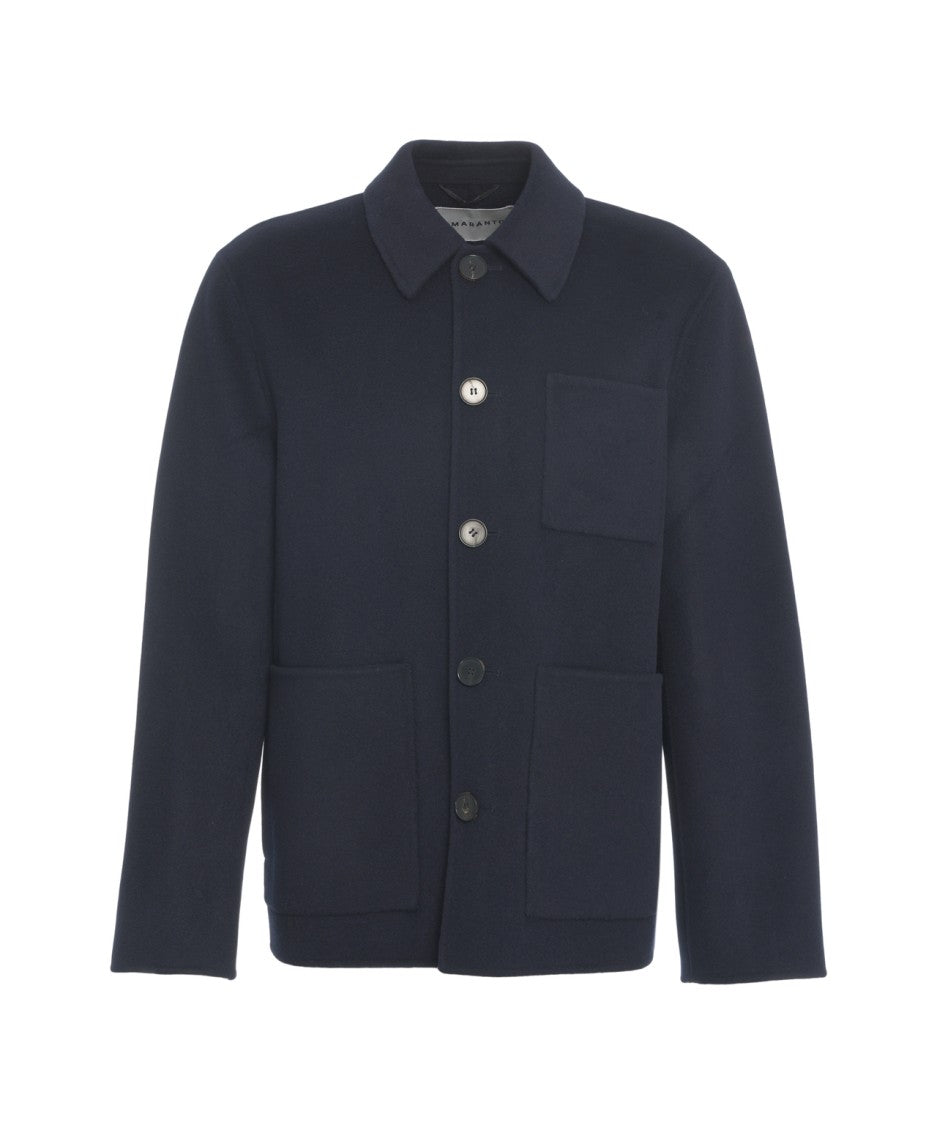 Amaranto Wool Blend Overshirt With Structured Design And Button Closure