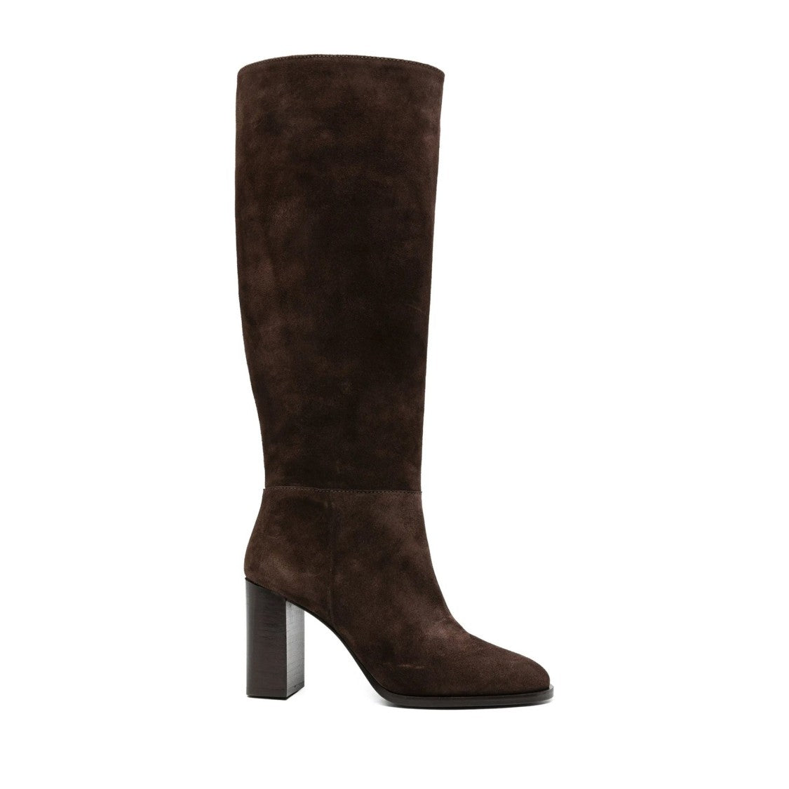 Adrianna Feretti Brown Rounded Toe Block Heel Suede Boots