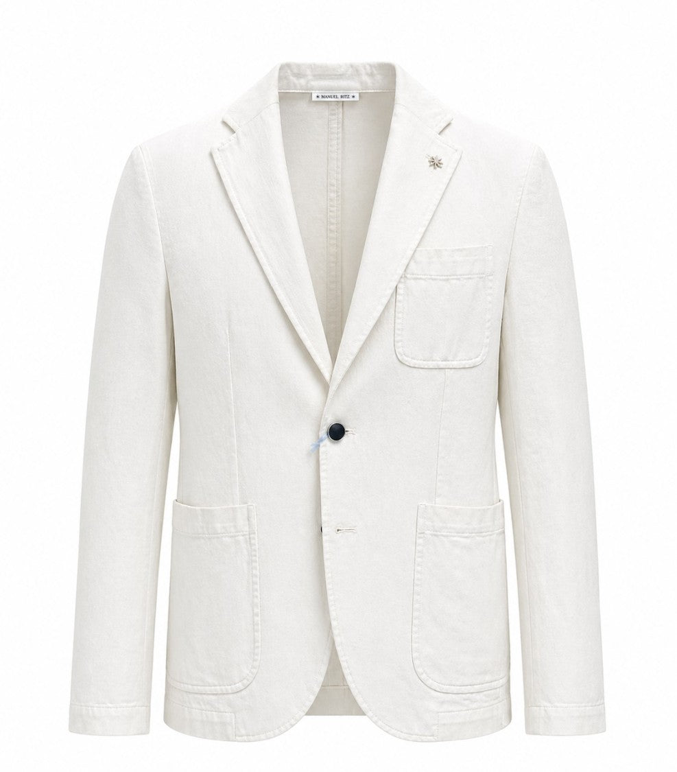 Manuel Ritz Off-White Single Breasted Notch Blazer Jacket