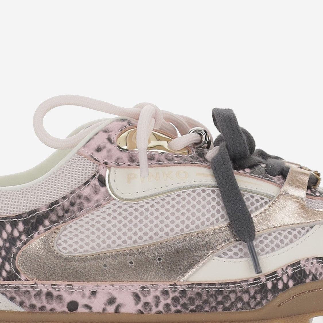 Pinko Structured Mixed Leather Sneakers With Contrasting Details