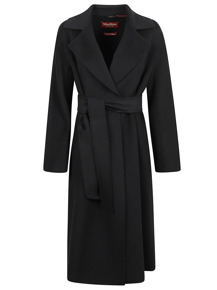 Max Mara Knee-Length Wrap Coat With Wide Lapel