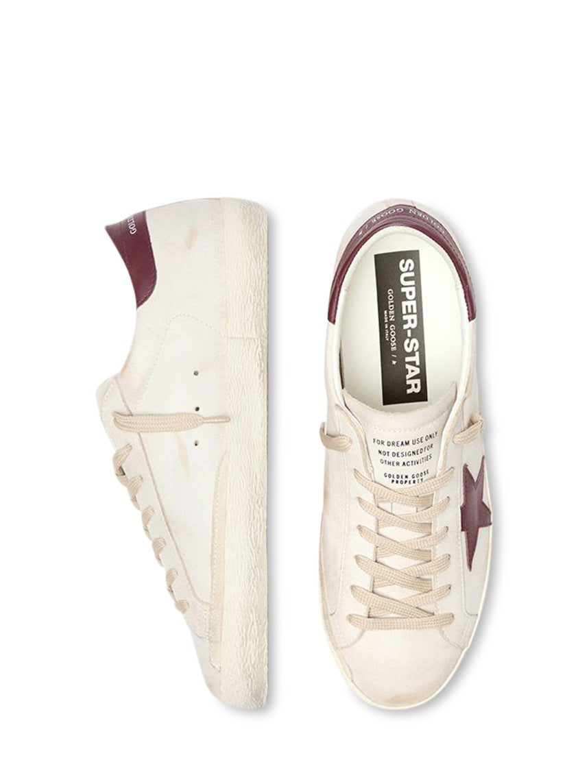 Golden Goose Low-Top Leather Sneakers With Burgundy Accents