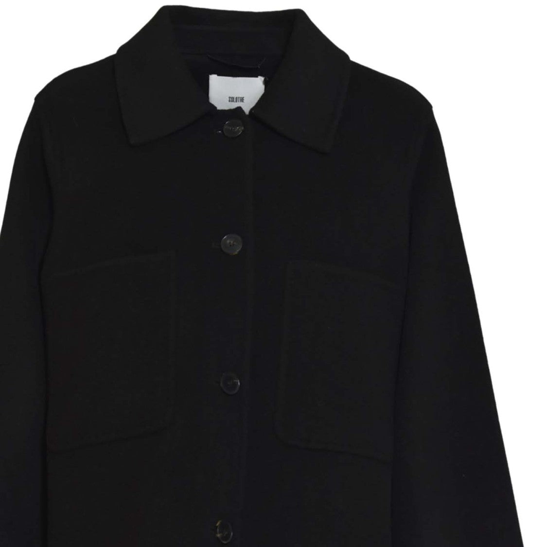 Solotre Sophisticated Tailored Black Coat With Timeless Appeal