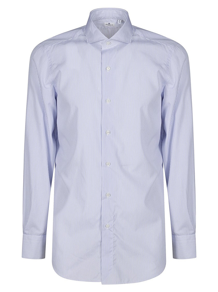 Finamore Tailored White Cotton Shirt With Classic Button-Down Collar