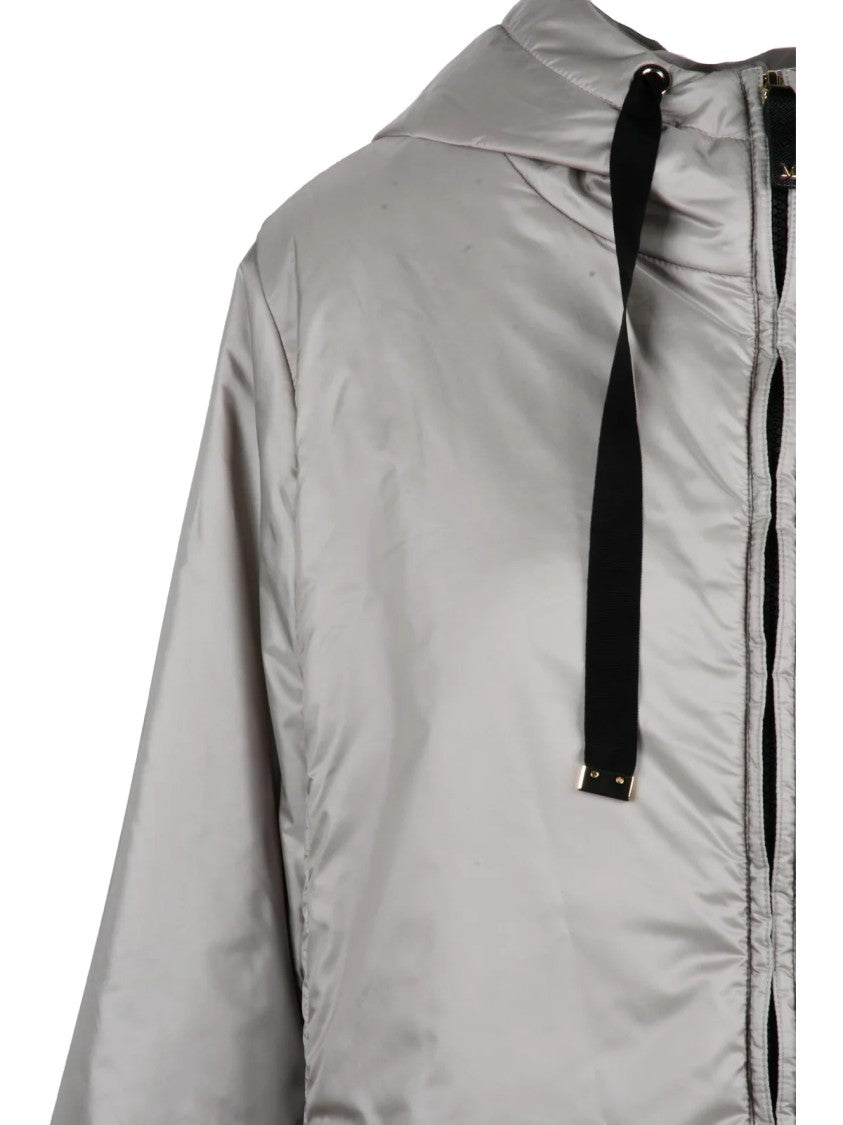 Max Mara Grey Polyester Down Zip Greenh Coat