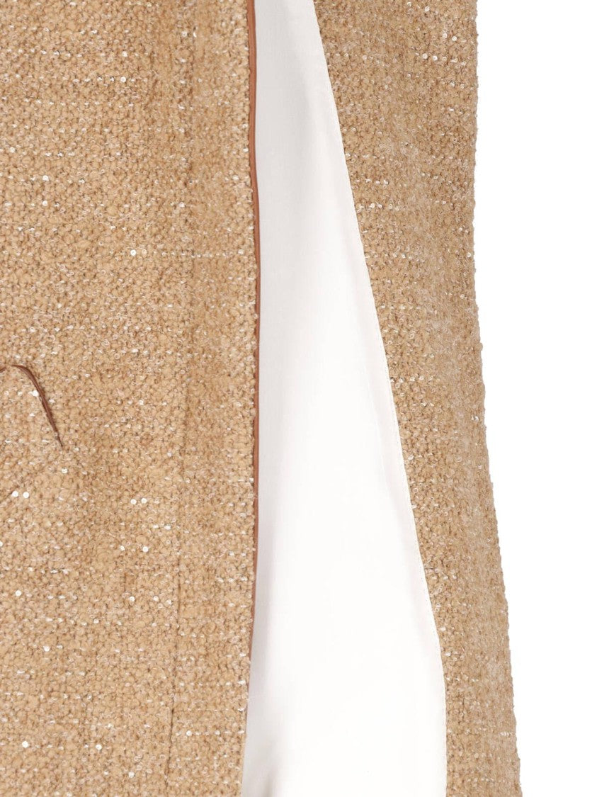 Kiton Beige Boucle Wool-Blend Zip Jacket