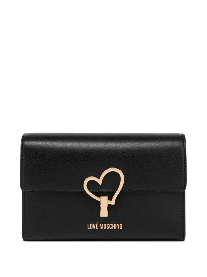 Love Moschino Rectangular Shoulder Bag With Gold-Tone Heart Clasp